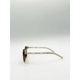SVNX cat-eye sunglasses tortoiseshell frame thin chain arm, UK version