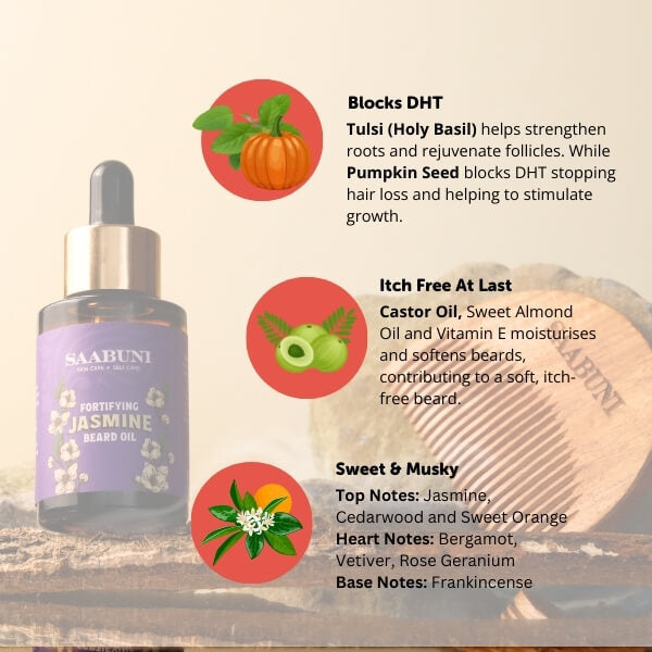 Saabuni Fortifying Jasmine Beard Oil & Comb - British product
