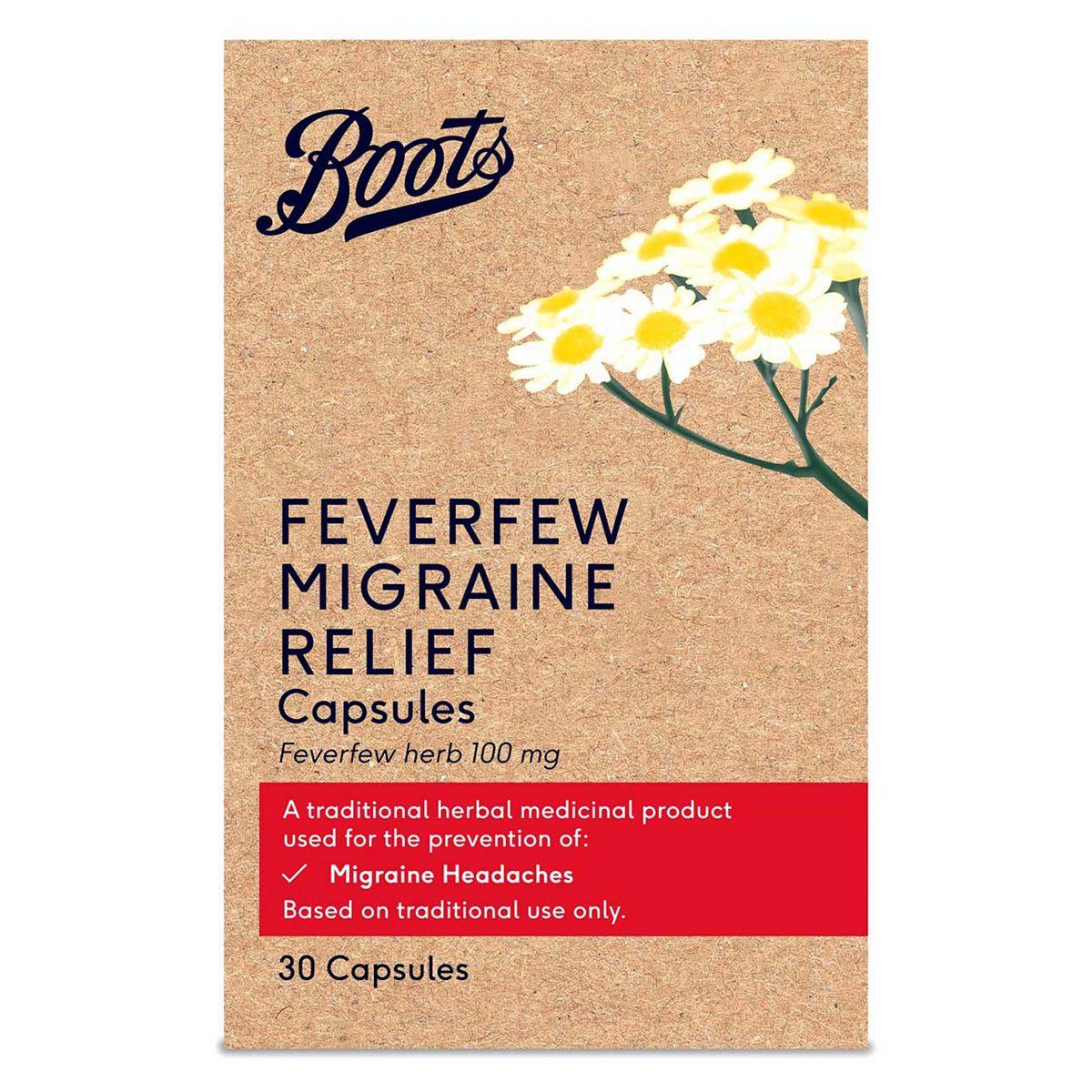 Boots Pharmaceuticals Migraine Relief Feverfew Capsules  - 30 Capsules GOODS Boots   