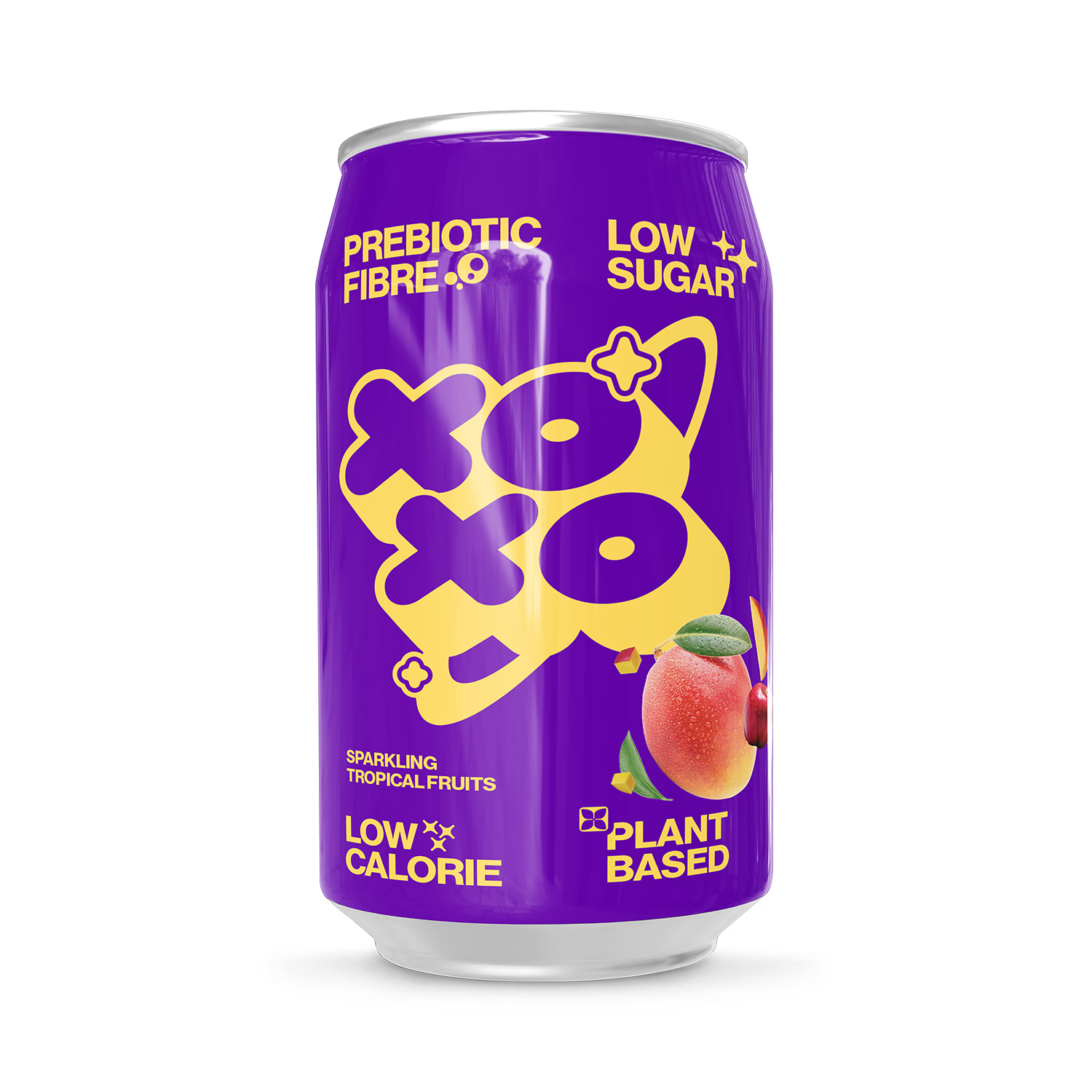 Xoxo prebiotic sparkling soda tropical fruits 330ml (British brand)