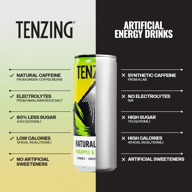 Tenzing natural energy drink pineapple 4x330ml - British product