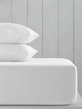 White cotton-rich extra deep fitted bed sheet (British brand)