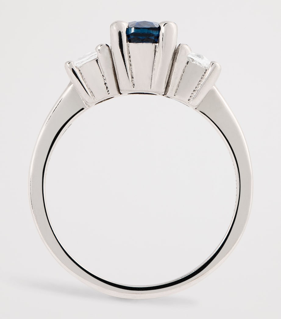 Suzanne Kalan one-of-a-kind ring with blue sapphire and diamonds - British product