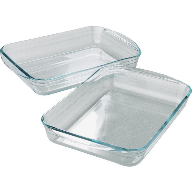 Argos Home set of 2 glass roasters 35cm by 22cm, UK version