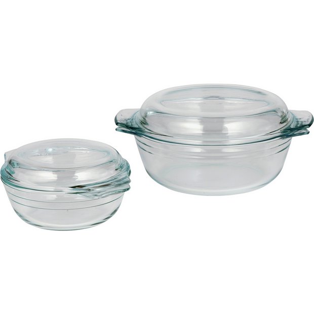 Argos Home glass casserole dish set 2 piece, imported from the UK