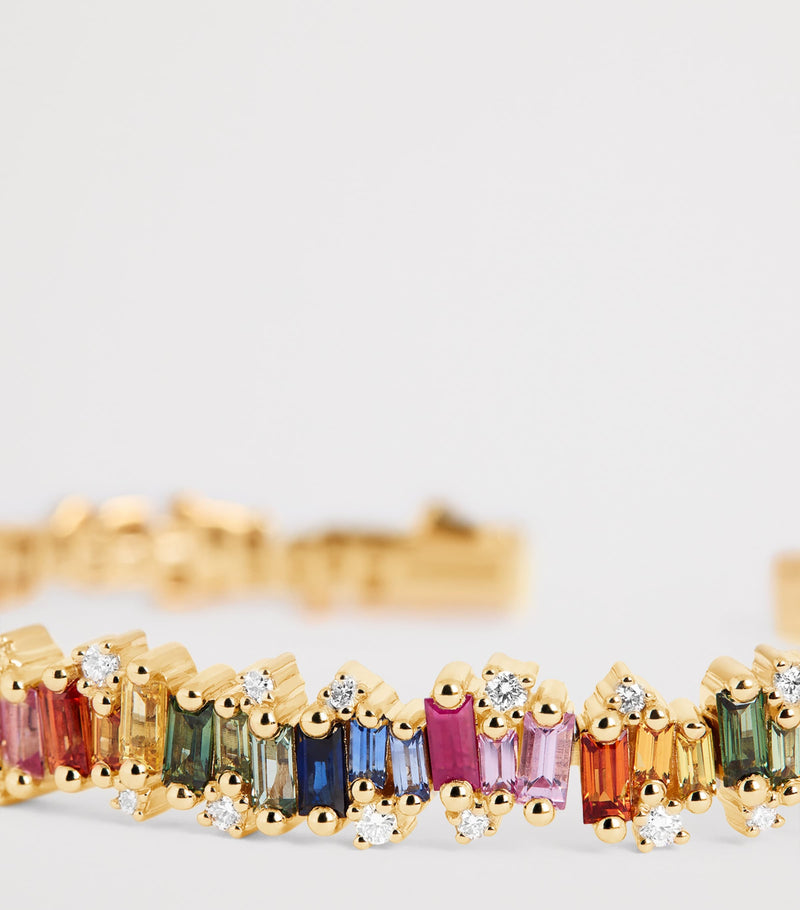 Suzanne Kalan rainbow sapphire diamond bangle (British brand)