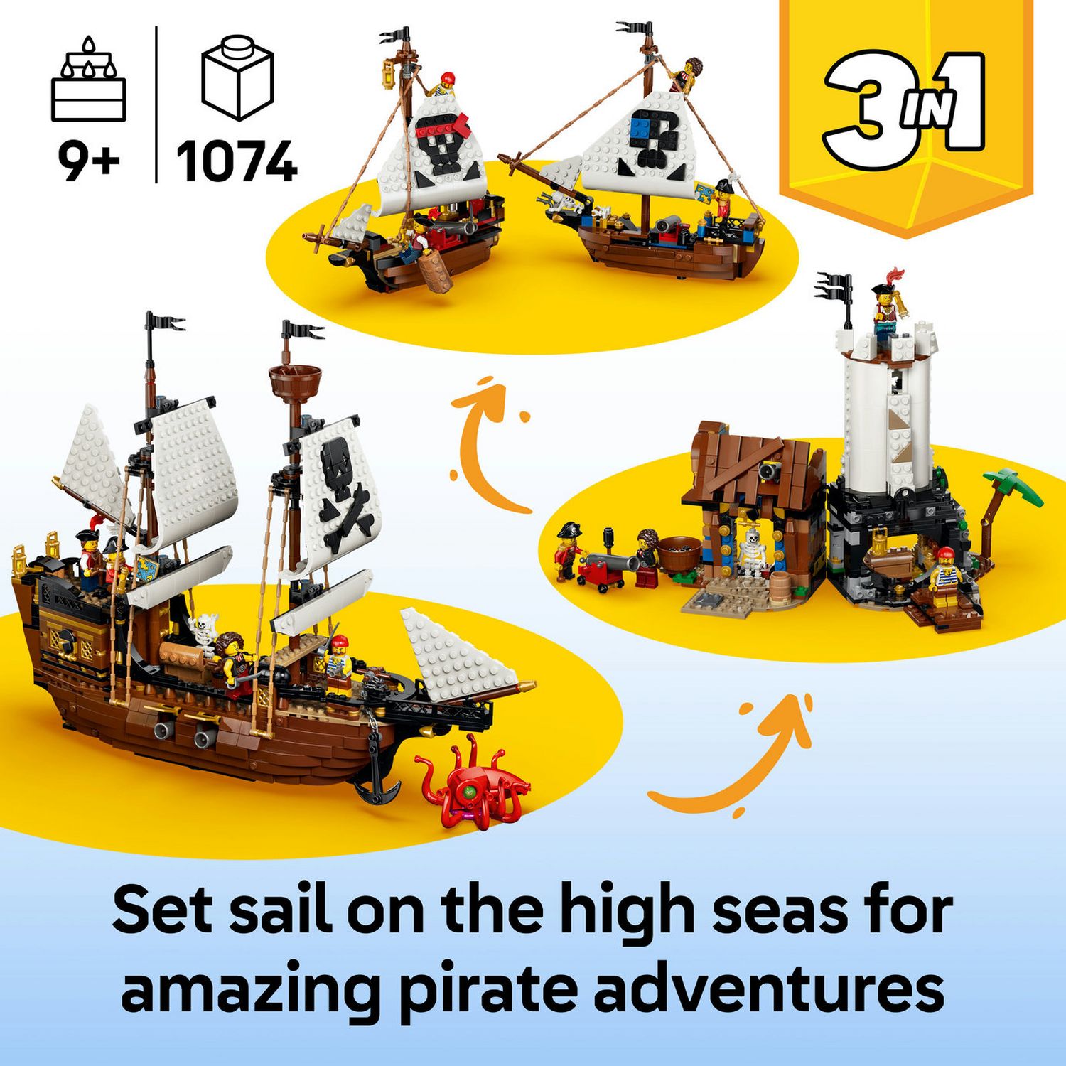 LEGO Creator 3in1 pirate ship toy 1074 pieces - British product