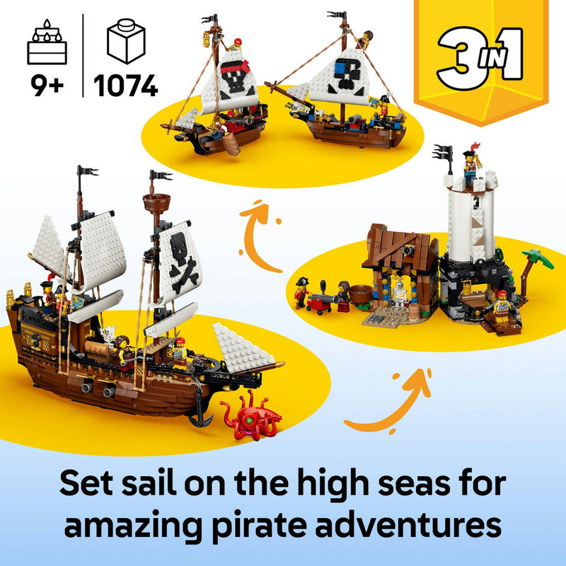 LEGO Creator 3in1 pirate ship toy 1074 pieces - British product