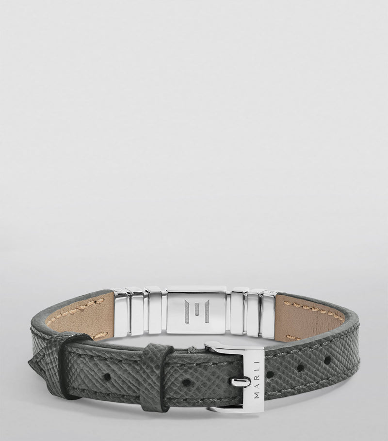 Marli New York white gold and saffiano leather UNII bracelet, UK version
