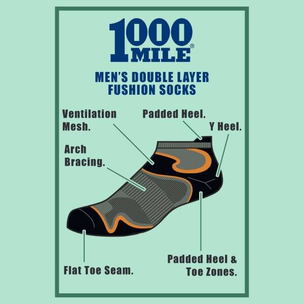 1000 Mile men's fusion socklet double layer socks (British brand)