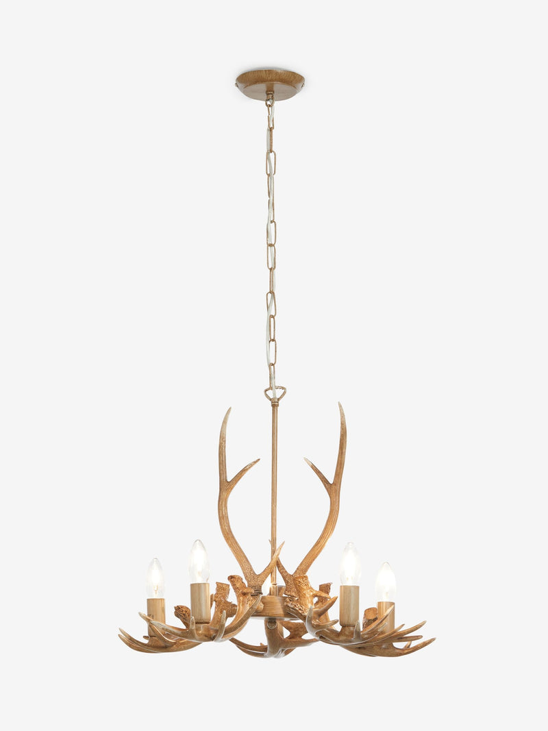 Natural antler ceiling light 5-light fitting, UK version