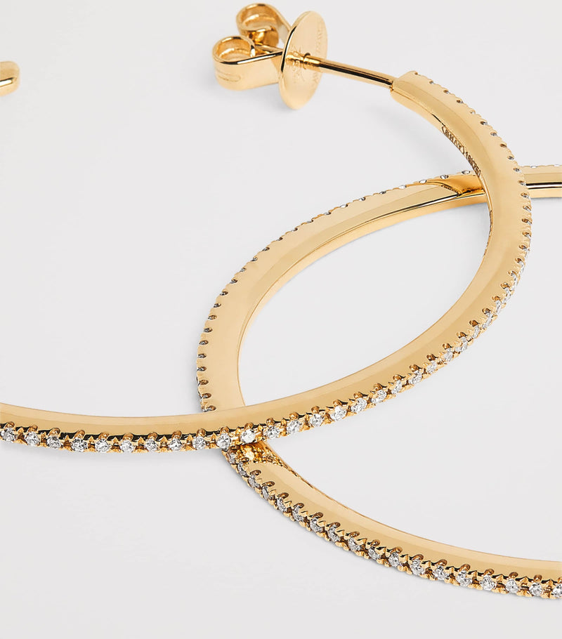 SHAY yellow gold pavé diamond hoop earrings 7cm - British product