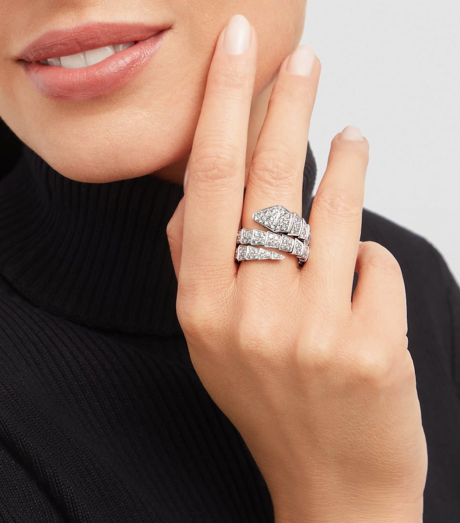 Bvlgari Serpenti Viper 18kt white gold diamond ring, UK version