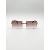 SVNX frameless rectangle sunglasses in brown with gold frame (British brand)