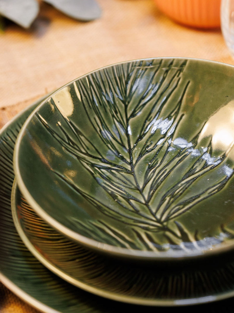 Mikasa Jardin green stoneware pasta bowl set of 4 - British product