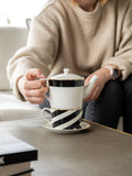 Mikasa White Luxe Deco China Stacking Teapot and Cup for One