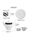 Mikasa White Luxe Deco China Stacking Teapot and Cup for One
