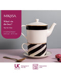 Mikasa White Luxe Deco China Stacking Teapot and Cup for One