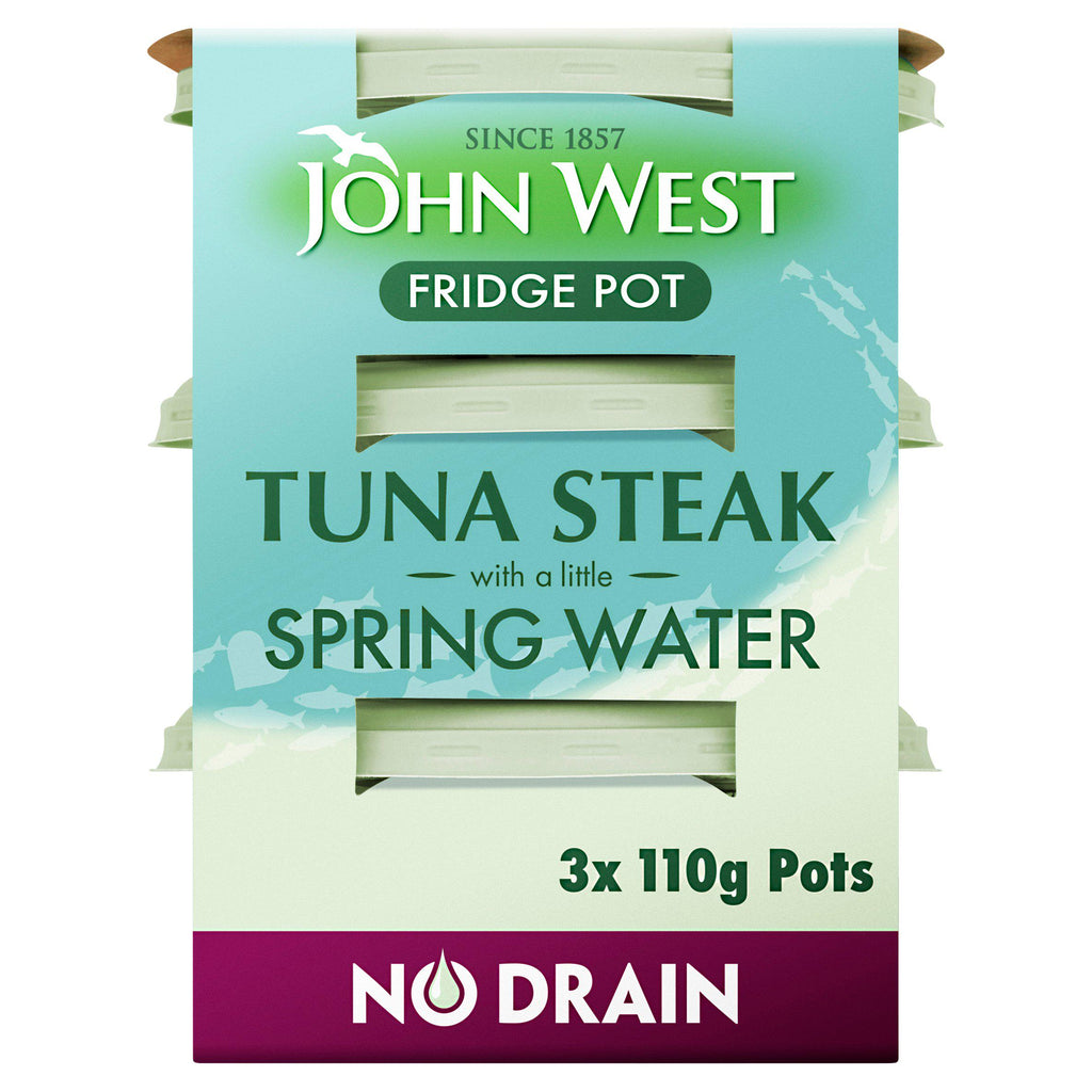 John West No Drain Fridge Pot Tuna Steak with a Little Spring Water 3 x 110g