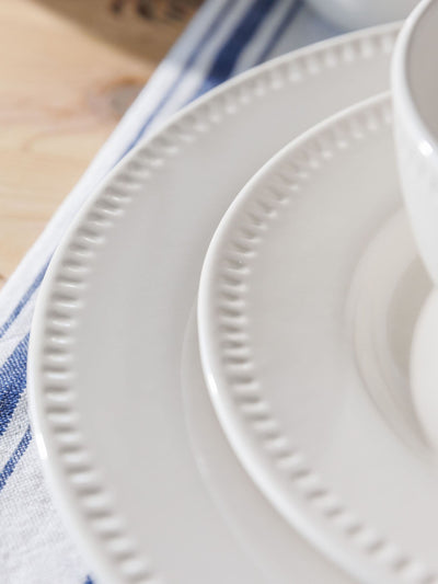 Next Mikasa Set of 4 White Cranborne Stoneware Dinner Plates 27cm- Buy online at McGrocer