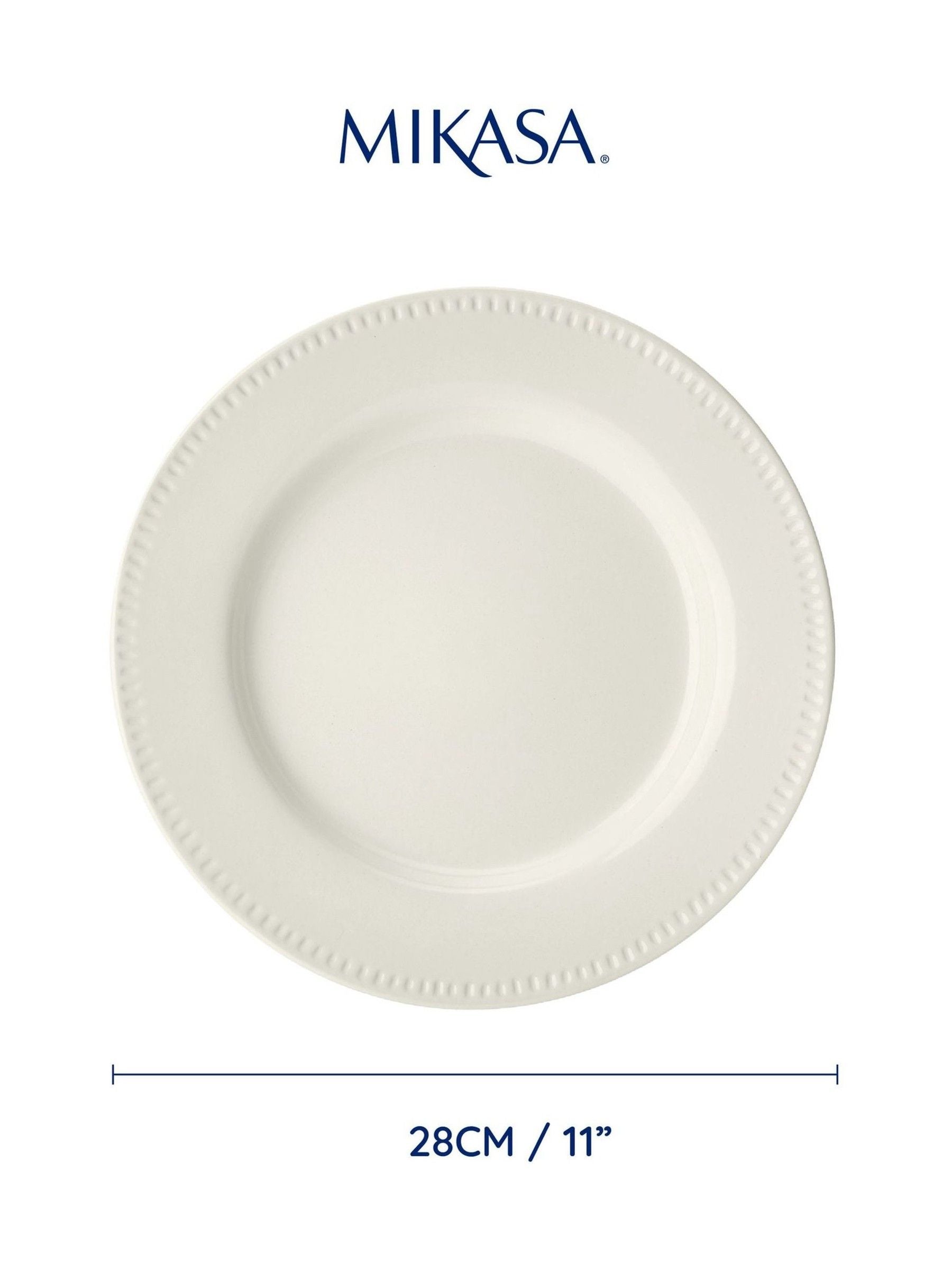Mikasa White Cranborne stoneware dinner plates 27cm diameter, imported from the UK