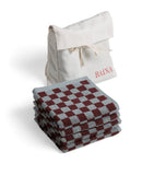 BAINA set of 4 organic cotton check pattern facecloths 30cm x 30cm - British product