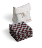 BAINA set of 4 organic cotton check pattern facecloths 30cm x 30cm - British product