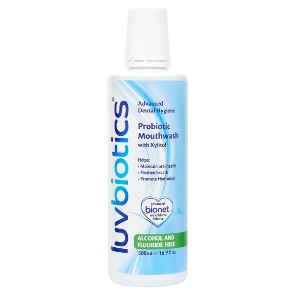 Luvbiotics fluoride free probiotic mouthwash (British brand)