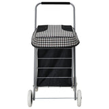 Black and check print folding shopping trolley with 4 wheels - British product