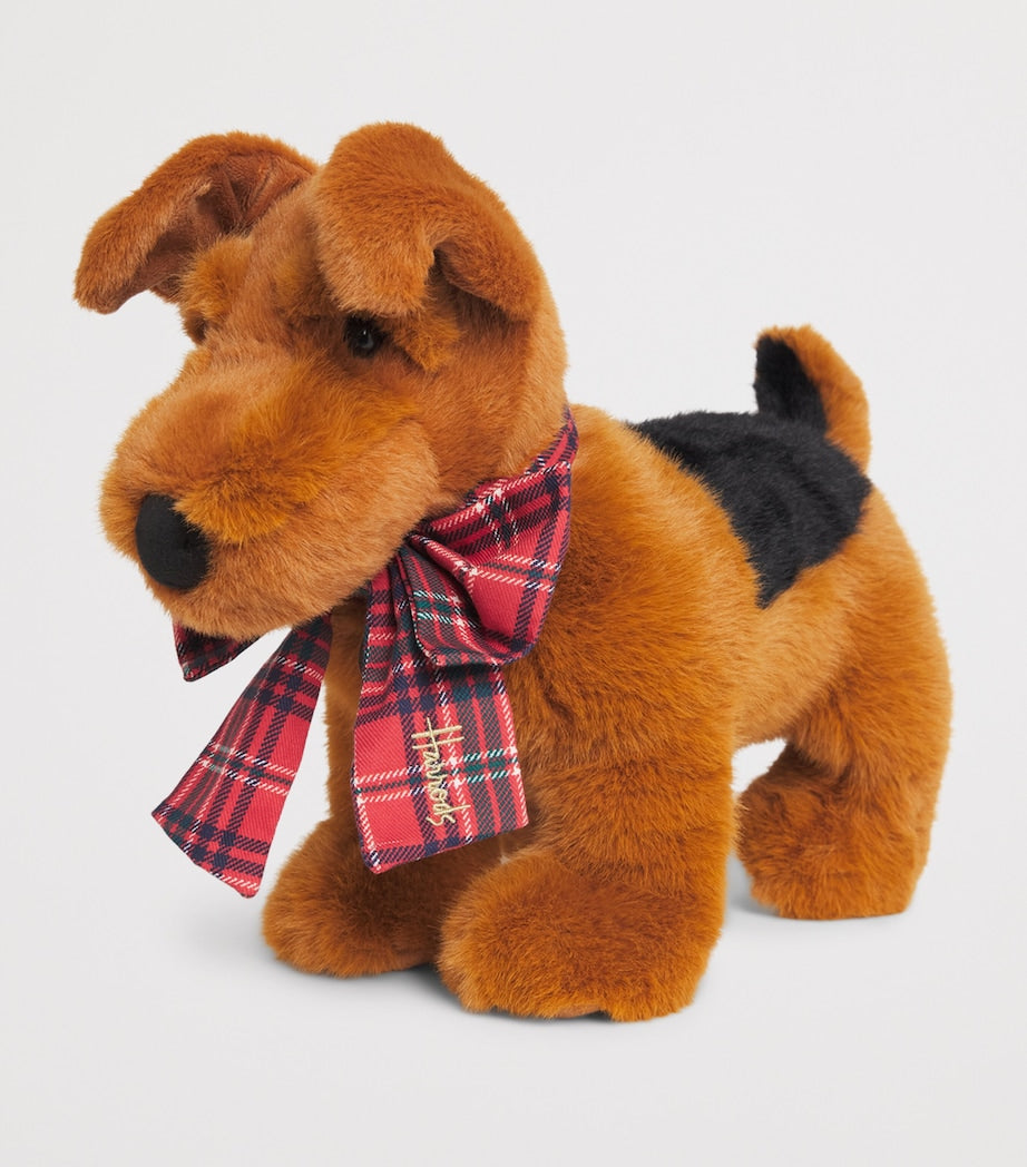 Harrods Tartan-Bow Terrier plush toy 26cm - British product