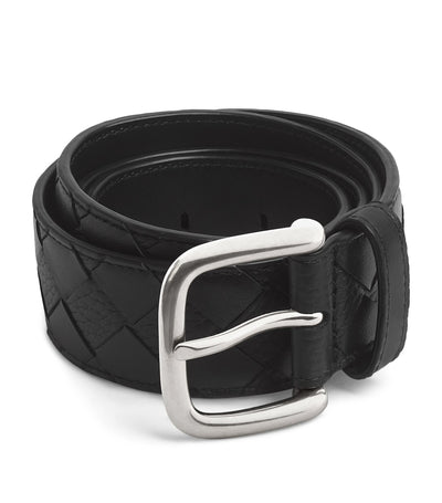 Harrods Bottega Veneta Grained Leather Intrecciato Belt- Buy online at McGrocer