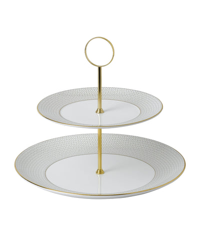 Service à gâteau à 2 étages Wedgwood Gio Gold Harrods - Acheter en ligne chez McGrocer