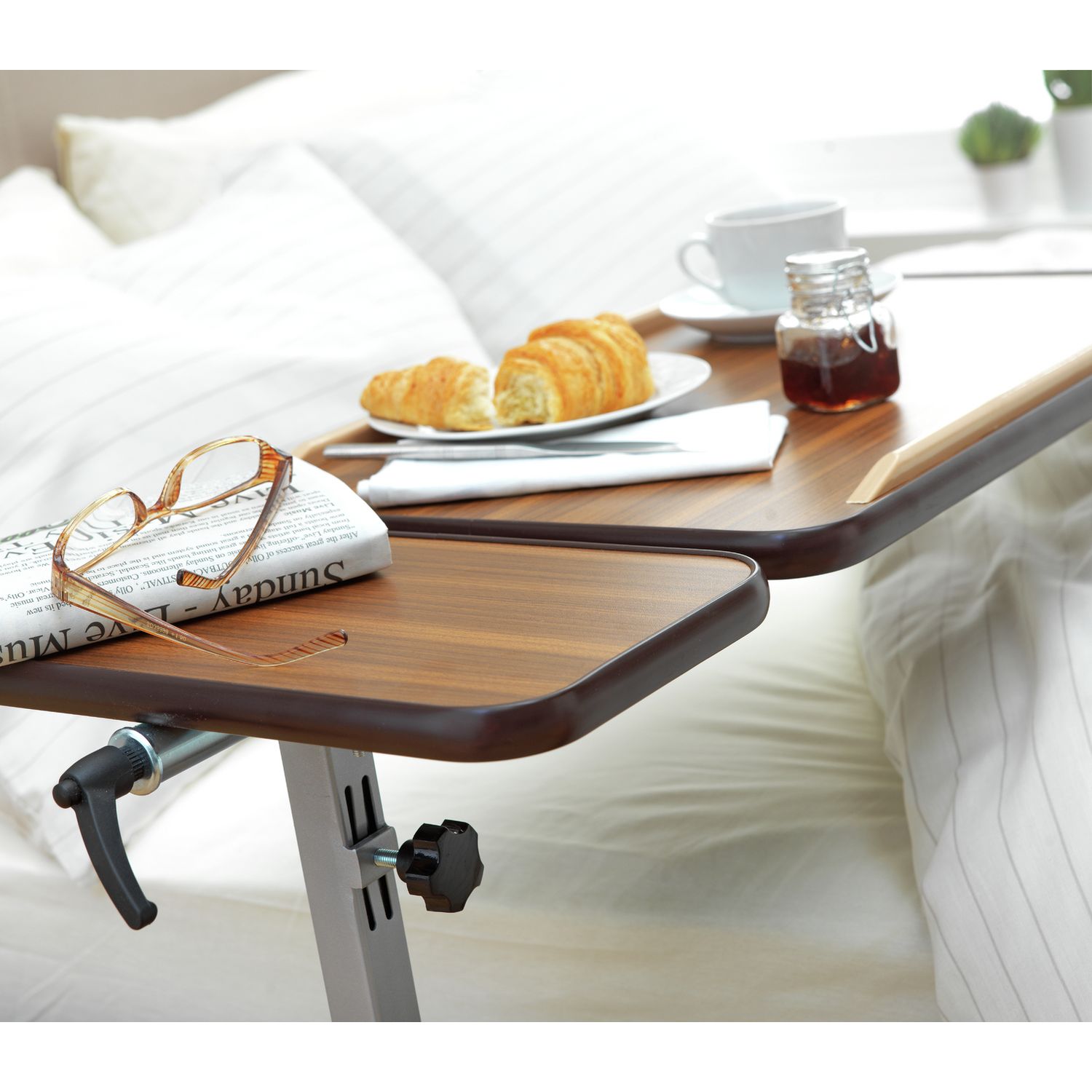 Drive Medical Deluxe overbed table with adjustable height, imported from the UK