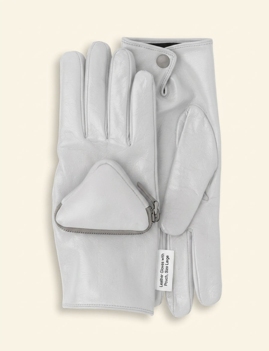 Prada pouch-embellished leather gloves, imported from the UK