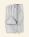 Prada pouch-embellished leather gloves, imported from the UK