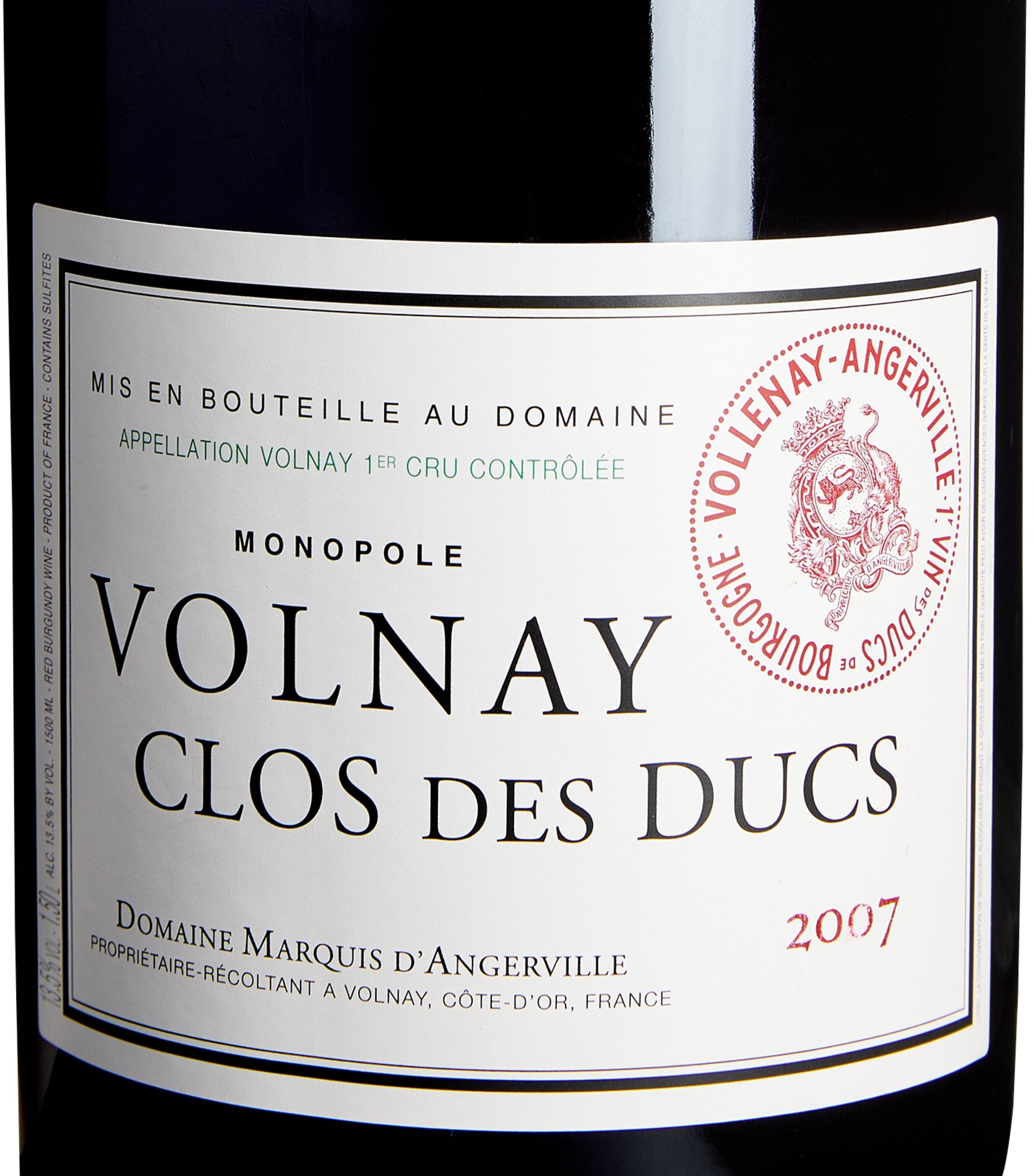 Domaine d'Angerville Volnay Premier Cru 2007 Magnum wine 1.5L - British product