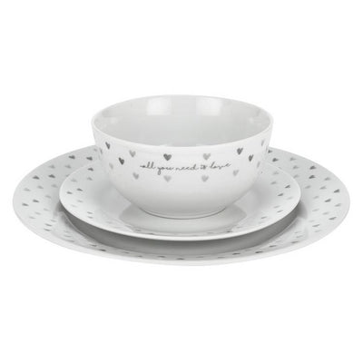 Argos Argos Home 12 Piece Grey Hearts Dinner Set- Buy online at McGrocer