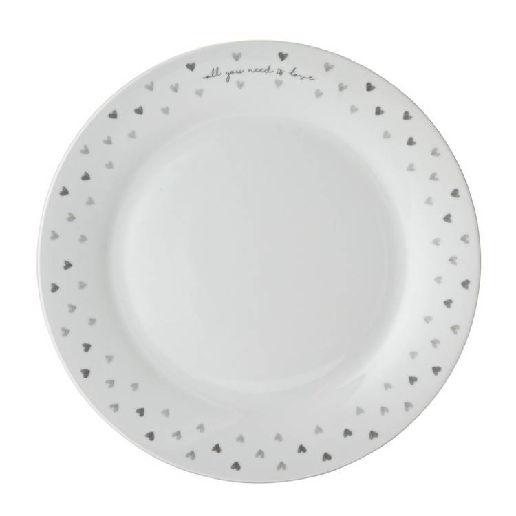 Argos Home grey hearts dinner set 12 piece, UK version