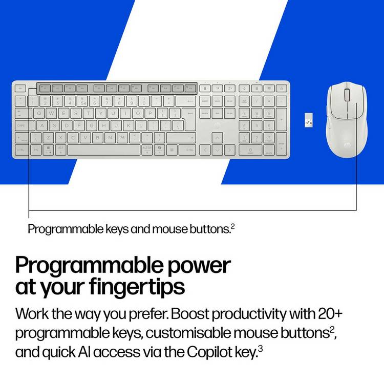 HP 490C wireless keyboard and mouse combo white - British product