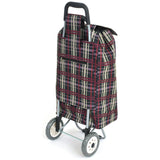 2 wheel folding check print shopping trolley (British brand)