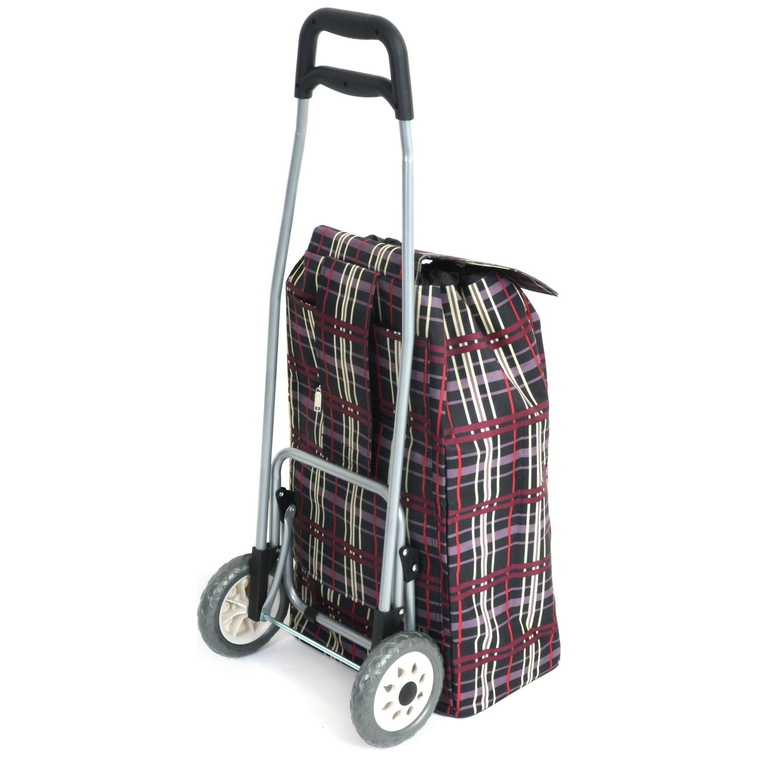 2 wheel folding check print shopping trolley (British brand)