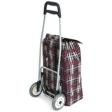 2 wheel folding check print shopping trolley (British brand)