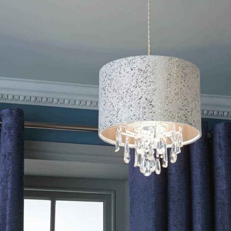 Argos Home silver suede beaded lampshade 30cm, imported from the UK