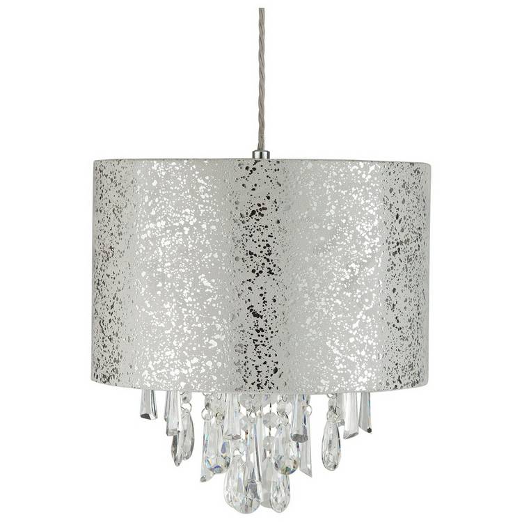 Argos Home silver suede beaded lampshade 30cm, imported from the UK