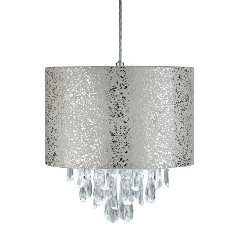 Argos Home silver suede beaded lampshade 30cm, imported from the UK