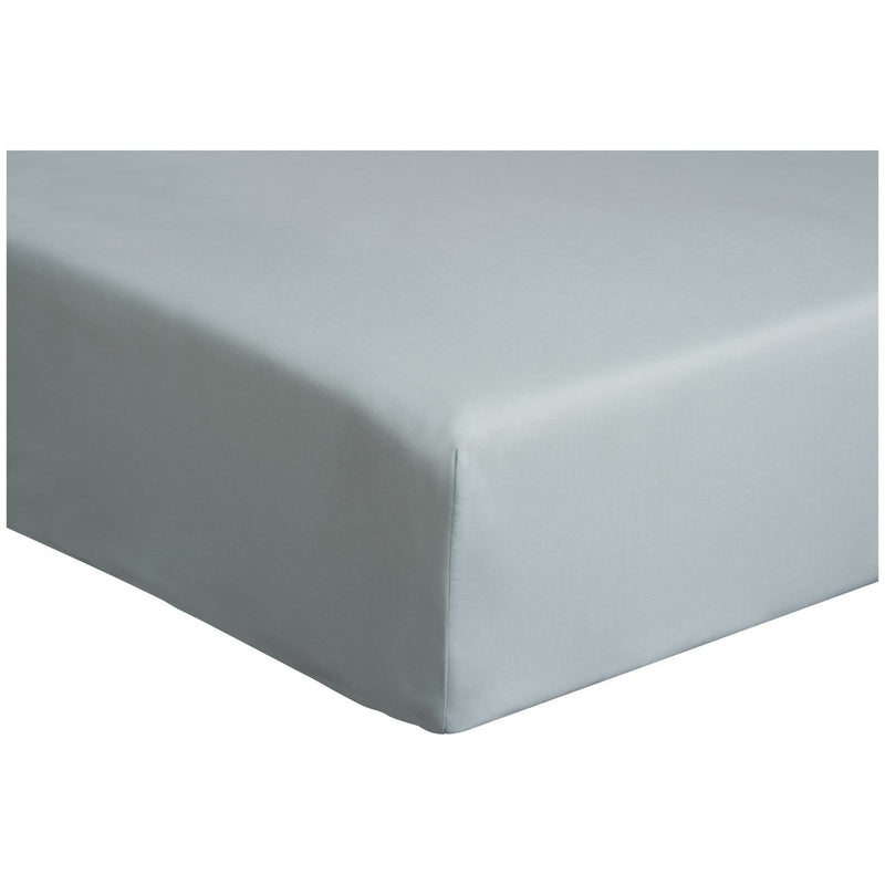 Habitat Cotton Rich 180 TC Plain Duck Egg Fitted Sheet- King