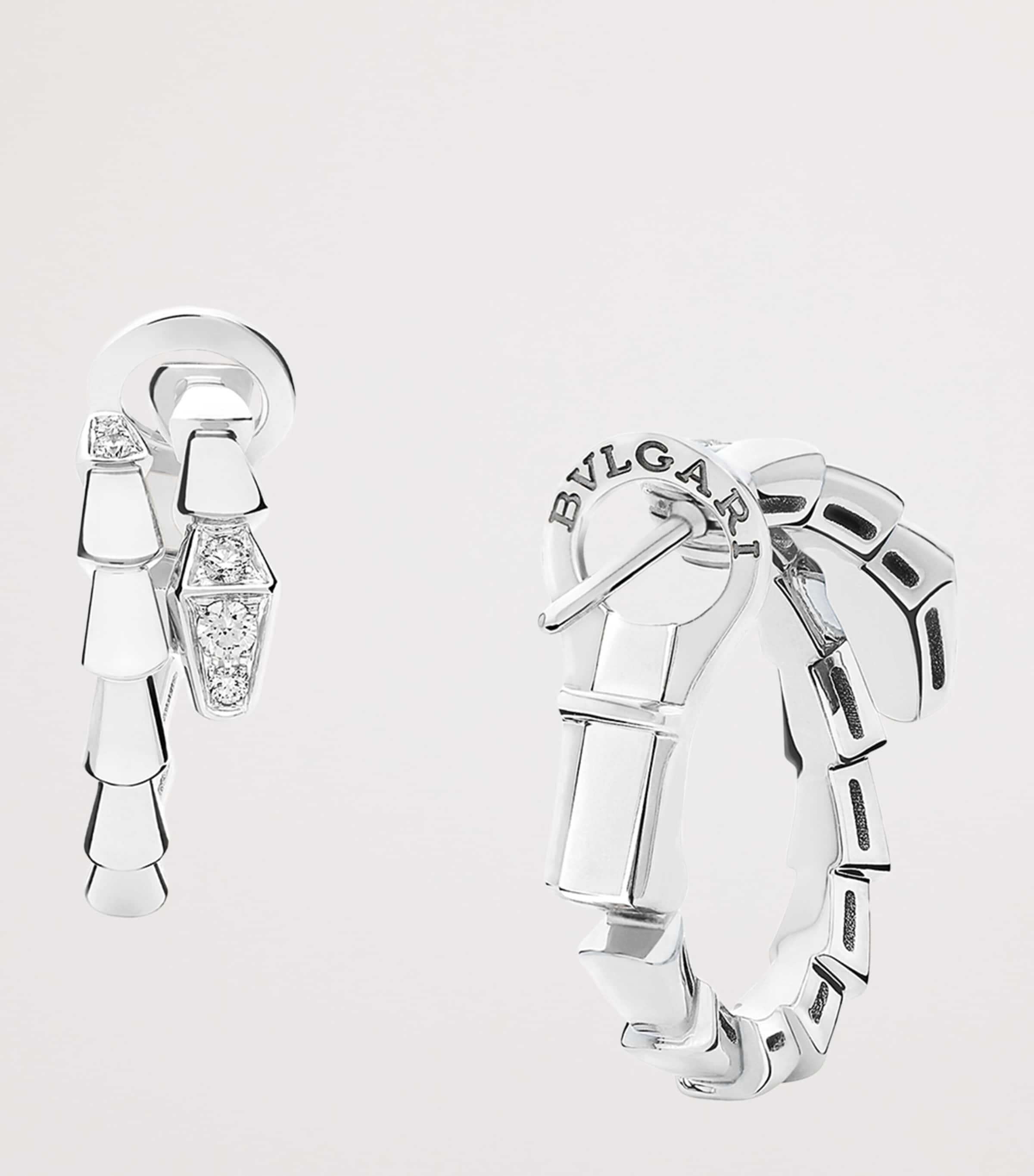 Bvlgari Serpenti Viper hoop earrings in white gold with diamonds, UK version