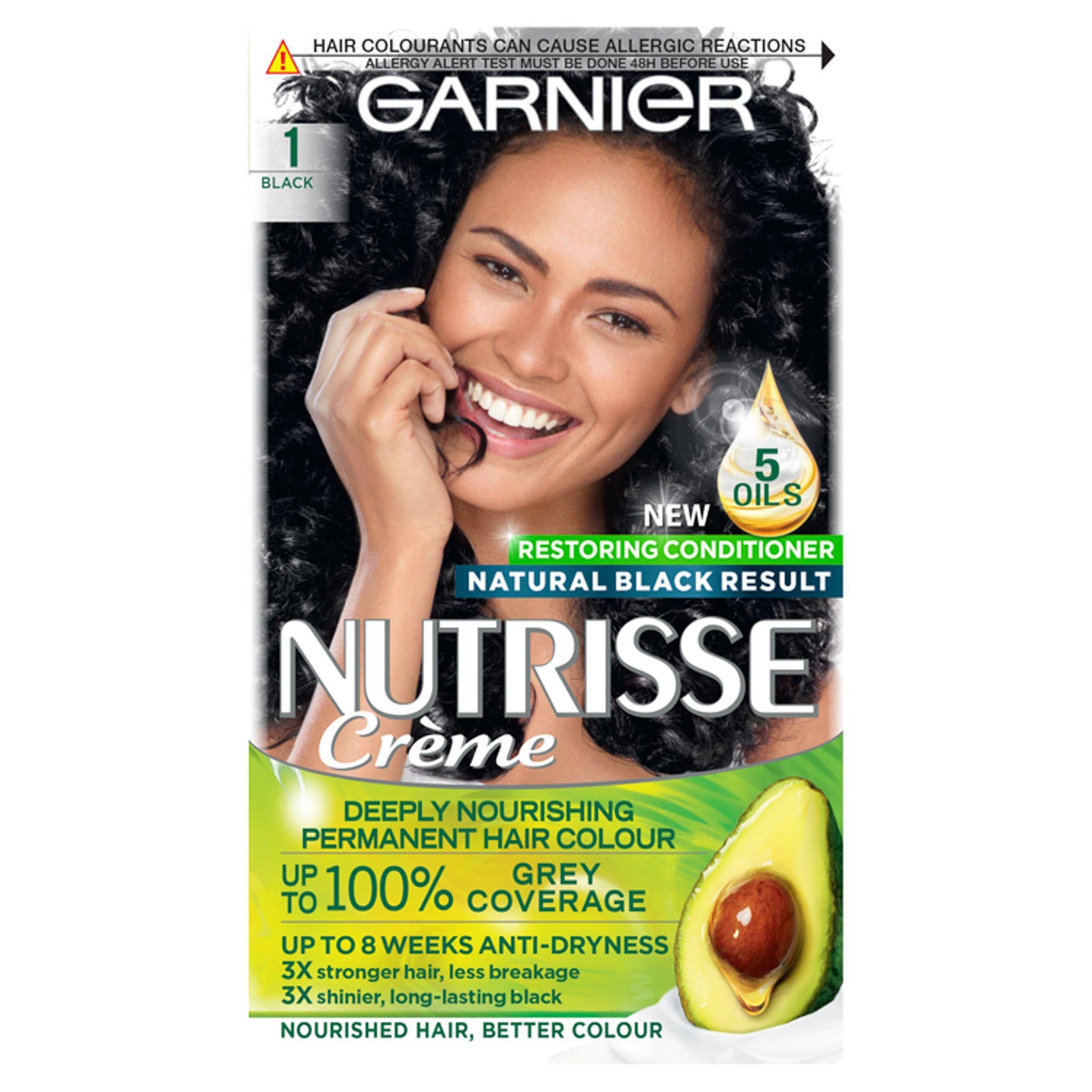 Garnier Nutrisse Permanent Hair Dye Black 1 B Beauty at home Sainsburys   