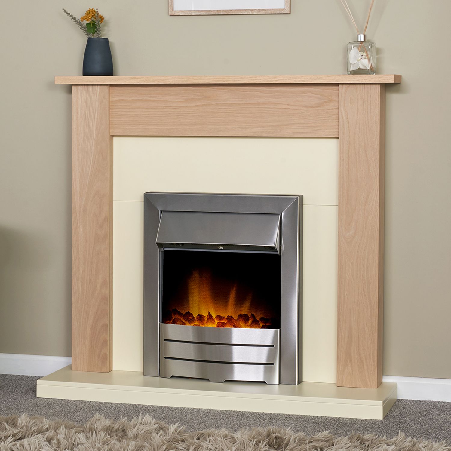Adam electric inset fire 2kW Brushed Steel (British brand)