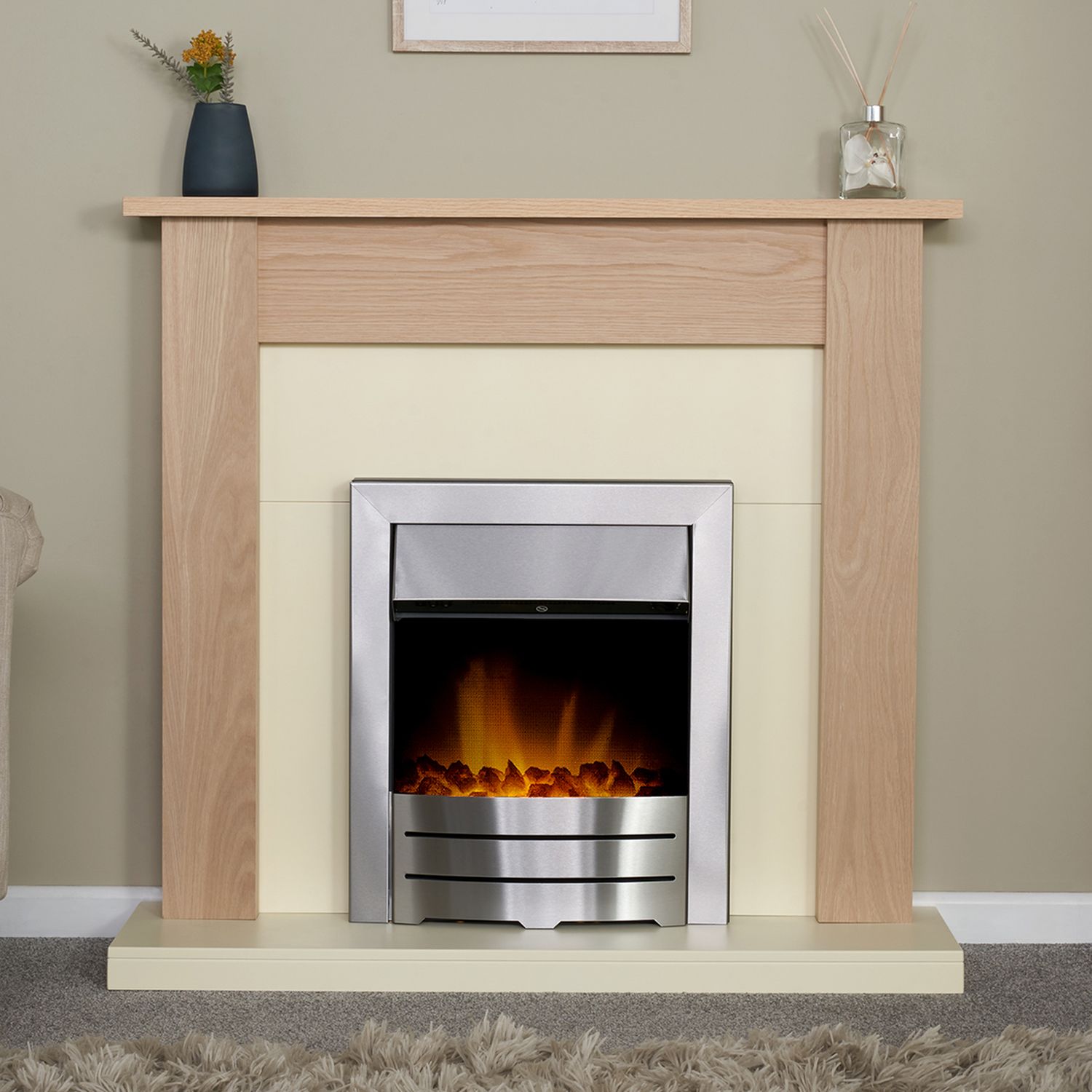 Adam electric inset fire 2kW Brushed Steel (British brand)